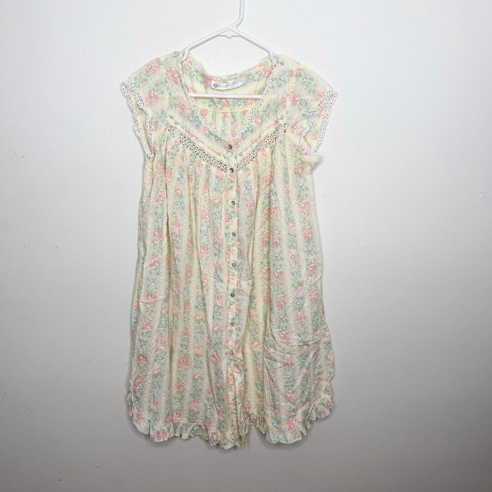 Eileen West Yellow Floral Short Sleeve Nightgown